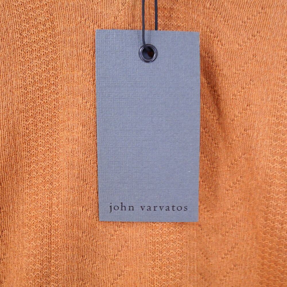 New John Varvatos Zion Polo Sienna Brown Textured Organic Cotton Men's XS - Picture 5 of 14